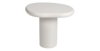 Table basse TARAVI – Table basse carrée 50x50 cm – Finition ciment blanc – Design moderne et épuré