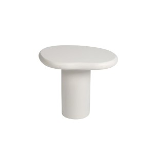 Table basse TARAVI – Table basse carrée 50x50 cm – Finition ciment blanc – Design moderne et épuré