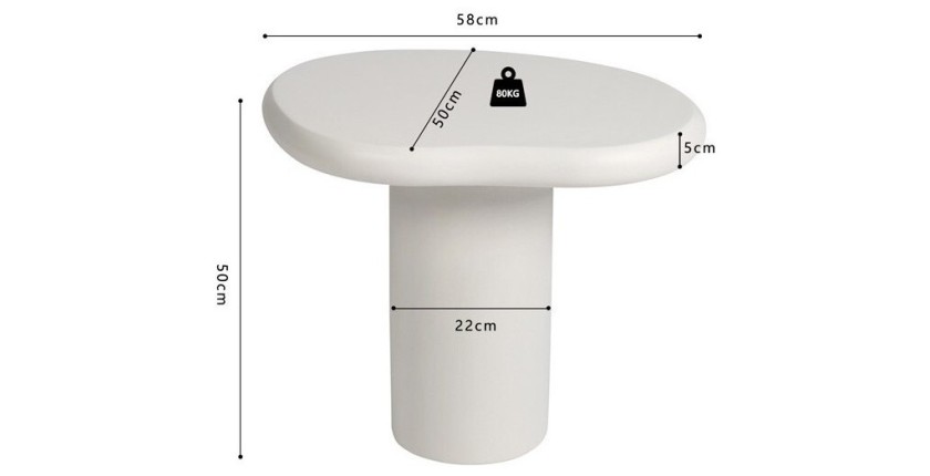 Table basse TARAVI – Table basse carrée 50x50 cm – Finition ciment blanc – Design moderne et épuré 