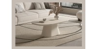 Table basse TARAVI – Table basse rectangulaire 120x70 cm – Finition ciment beige – Design contemporain et naturel 