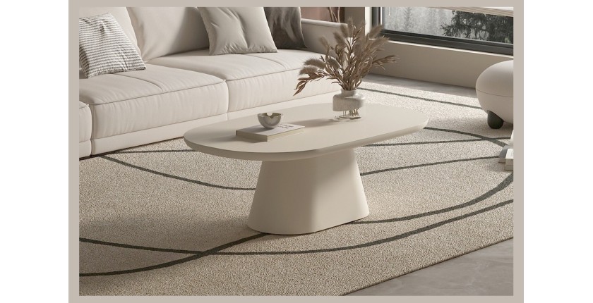 Table basse TARAVI – Table basse rectangulaire 120x70 cm – Finition ciment beige – Design contemporain et naturel 