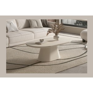 Table basse TARAVI – Table basse rectangulaire 120x70 cm – Finition ciment beige – Design contemporain et naturel 