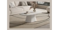 Table basse TARAVI – Table basse rectangulaire 120x70 cm – Finition ciment blanc – Style moderne et lumineux 