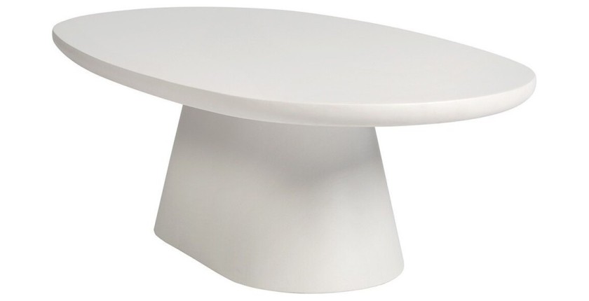 Table basse TARAVI – Table basse rectangulaire 120x70 cm – Finition ciment blanc – Style moderne et lumineux 