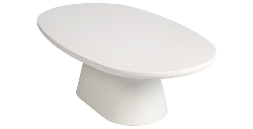 Table basse TARAVI – Table basse rectangulaire 120x70 cm – Finition ciment blanc – Style moderne et lumineux 
