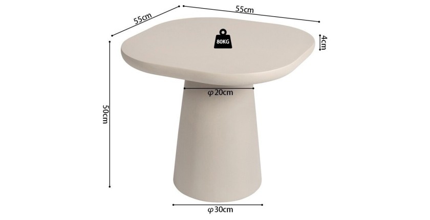 Table basse TARAVI – Table basse ronde Ø55 cm – Finition ciment beige – Design minéral doux et contemporain 