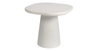 Table basse TARAVI – Table basse ronde Ø55 cm – Finition ciment blanc – Design lumineux et moderne