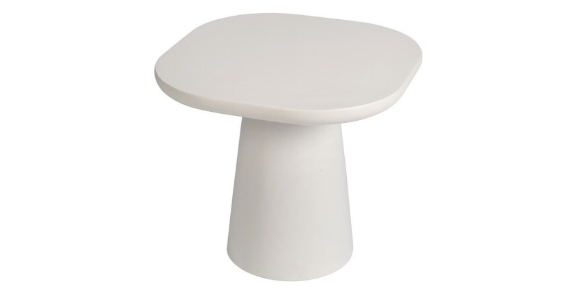 Table basse TARAVI – Table basse ronde Ø55 cm – Finition ciment blanc – Design lumineux et moderne 