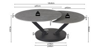 Table basse VIRELLO – Table basse ronde Ø85 cm – Pierre naturelle gris clair & métal – Design haut de gamme 