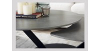Table basse VIRELLO – Table basse ronde Ø85 cm – Pierre naturelle gris clair & métal – Design haut de gamme 