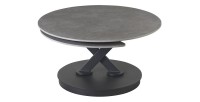 Table basse VIRELLO – Table basse ronde Ø85 cm – Pierre naturelle gris clair & métal – Design haut de gamme