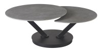 Table basse VIRELLO – Table basse ronde Ø85 cm – Pierre naturelle gris clair & métal – Design haut de gamme 