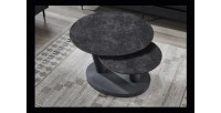 Table basse VIRELLO – Table basse ronde Ø80 cm – Pierre naturelle gris foncé & métal – Design contemporain et robuste 