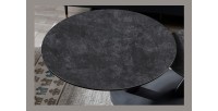 Table basse VIRELLO – Table basse ronde Ø80 cm – Pierre naturelle gris foncé & métal – Design contemporain et robuste 