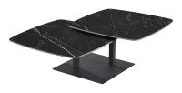 Table basse VIRELLO – Table basse ronde Ø70 cm – Pierre naturelle noire & métal – Design contemporain et sophistiqué