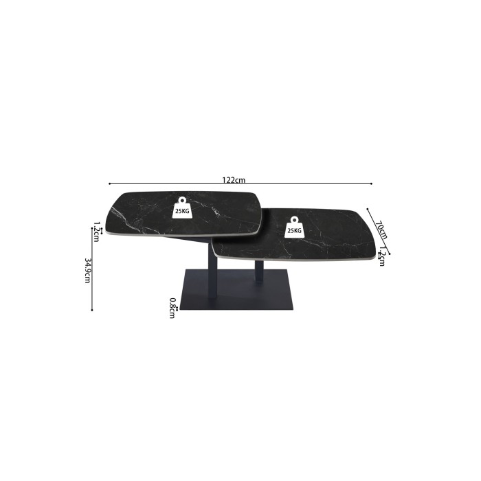Table basse VIRELLO – Table basse ronde Ø70 cm – Pierre naturelle noire & métal – Design contemporain et sophistiqué 