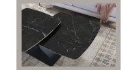 Table basse VIRELLO – Table basse ronde Ø70 cm – Pierre naturelle noire & métal – Design contemporain et sophistiqué 