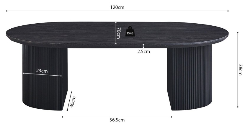 Table basse VAGOS – Coloris brun foncé – Table basse rectangulaire 120x70 cm – MDF – Design contemporain