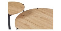 Set di due tavolini rotondi in stile industriale collezione BIANCA - Colore rovere chiaro e nero.