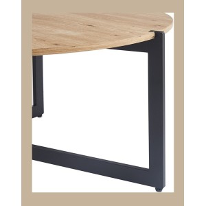 Set di due tavolini rotondi in stile industriale collezione BIANCA - Colore rovere chiaro e nero.