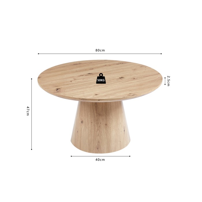 Ronde salontafel collectie TIGNES – Decor met pijnboomeffect – D80 x H47 cm