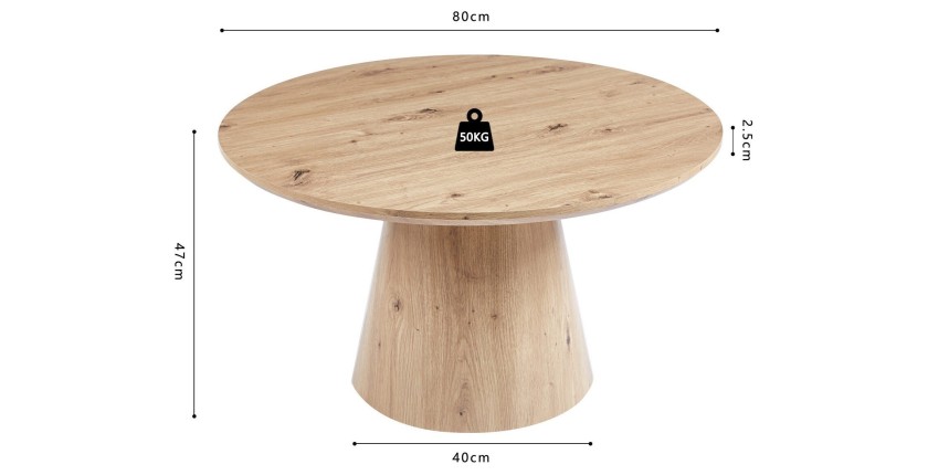 Ronde salontafel collectie TIGNES - Decoratieve dennenlook - D80 x H47 cm