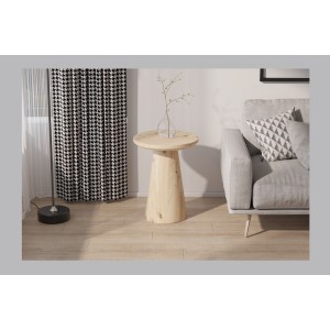 Tavolino d'appoggio rotondo collezione TIGNES – Effetto pino – D45 x H55 cm