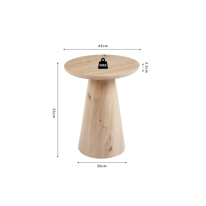 Runder Beistelltisch Kollektion TIGNES – Pinien-Effekt – D45 x H55 cm