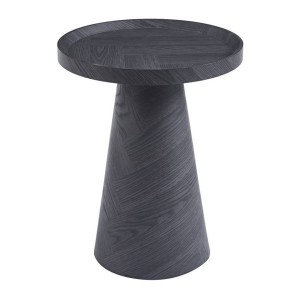 Mesa auxiliar redonda colección CARVELA – Decoración en gris oscuro – Borde elevado – D45 x H57 cm