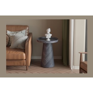Table d'appoint ronde collection CARLSEN – Décor gris foncé – Bord relevé – D45 x H57 cm