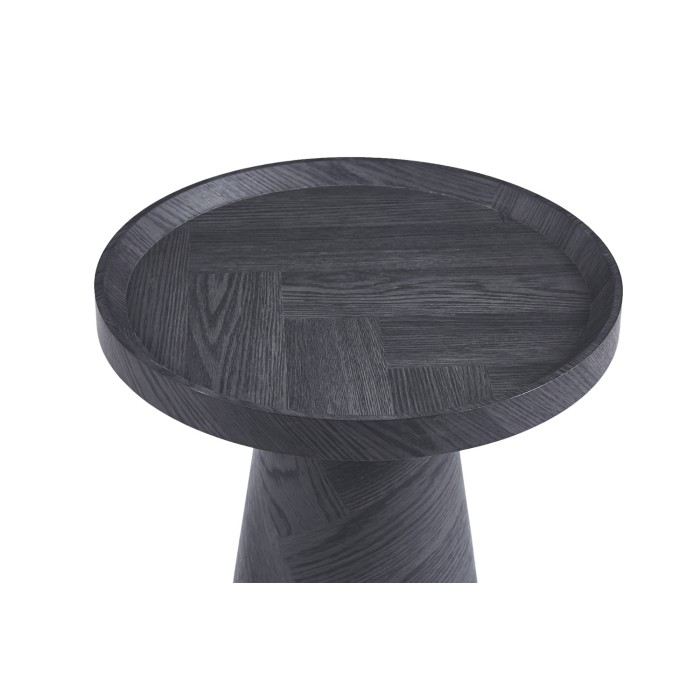 Ronde bijzettafel collectie CARVELA – Donkergrijze decoratie – Verhoogde rand – D45 x H57 cm