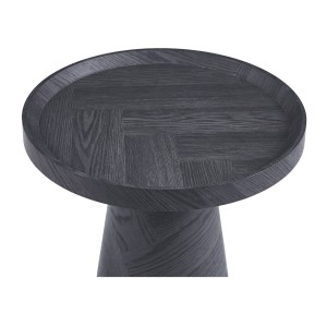 Mesa auxiliar redonda colección CARVELA – Decoración en gris oscuro – Borde elevado – D45 x H57 cm
