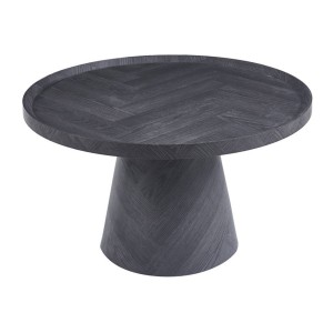 Table basse ronde collection CARLSEN – Décor gris foncé – Bord relevé – D80 x H47 cm