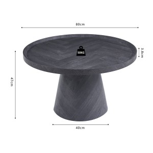 Table basse ronde collection CARLSEN – Décor gris foncé – Bord relevé – D80 x H47 cm