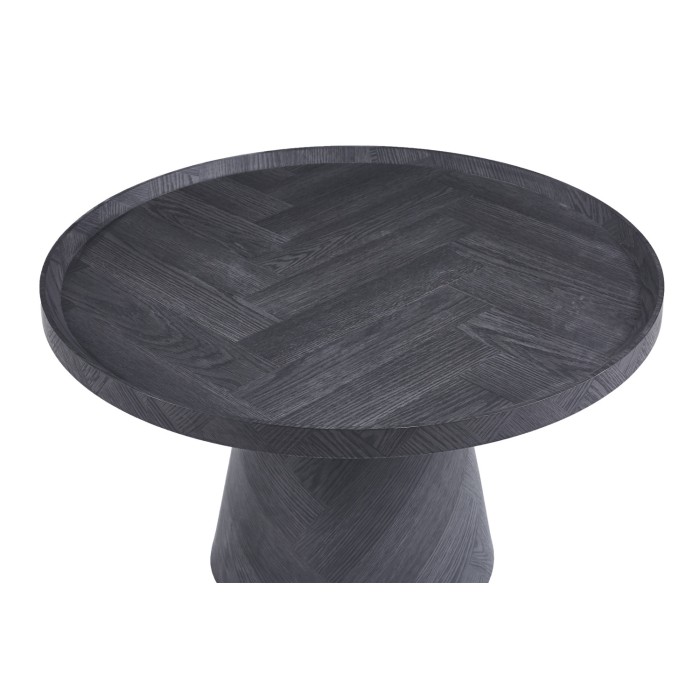 Ronde salontafel collectie CARVELA – Donkergrijs decor – Verhoogde rand – D80 x H47 cm