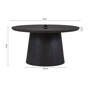 Table basse ronde BOKOR – Décor brun foncé – Forme originale – D80 x H42 cm