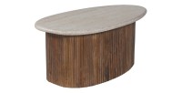 Mesa baja de madera maciza colección DELHI 90cm - Estilo étnico y diseño