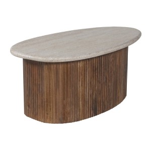 Mesa baja de madera maciza colección DELHI 90cm - Estilo étnico y diseño