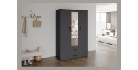 Armario TOM – 3 puertas – Color gris antracita – Armario + estantes – L120 cm – Diseño