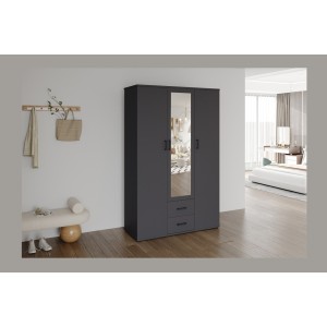 Armario TOM – 3 puertas – Color gris antracita – Armario + estantes – L120 cm – Diseño