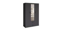 Armario TOM – 3 puertas – Color gris antracita – Armario + estantes – L120 cm – Diseño
