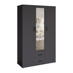 Armario TOM – 3 puertas – Color gris antracita – Armario + estantes – L120 cm – Diseño