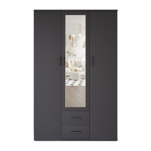 Armario TOM – 3 puertas – Color gris antracita – Armario + estantes – L120 cm – Diseño