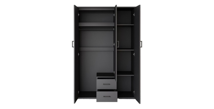 Armario TOM – 3 puertas – Color gris antracita – Armario + estantes – L120 cm – Diseño