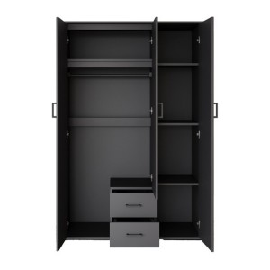 Armario TOM – 3 puertas – Color gris antracita – Armario + estantes – L120 cm – Diseño