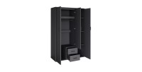 Armario TOM – 3 puertas – Color gris antracita – Armario + estantes – L120 cm – Diseño