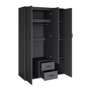Armario TOM – 3 puertas – Color gris antracita – Armario + estantes – L120 cm – Diseño