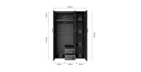 Armario TOM – 3 puertas – Color gris antracita – Armario + estantes – L120 cm – Diseño