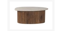Mesa baja de madera maciza colección DELHI 90cm - Estilo étnico y diseño