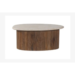 Mesa baja de madera maciza colección DELHI 90cm - Estilo étnico y diseño
